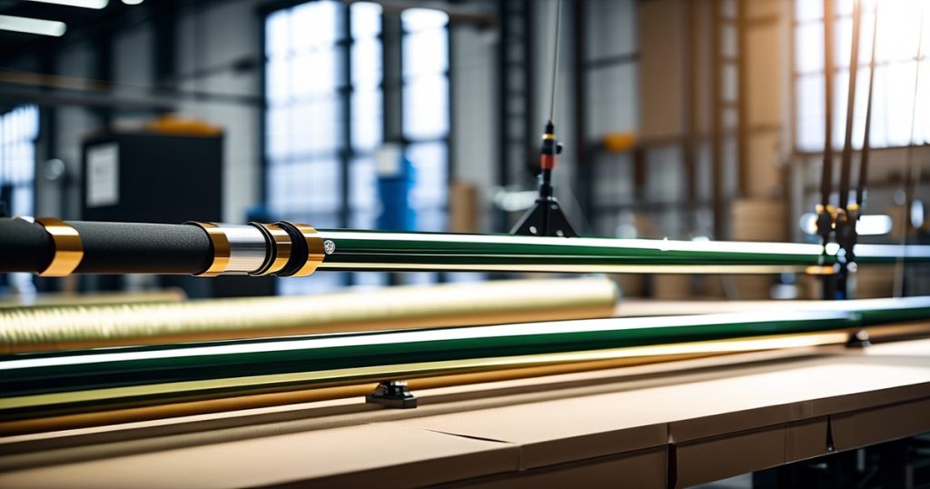 a green and gold tube on a table